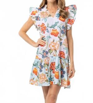 NEW BINDU harper mini dress in white multi